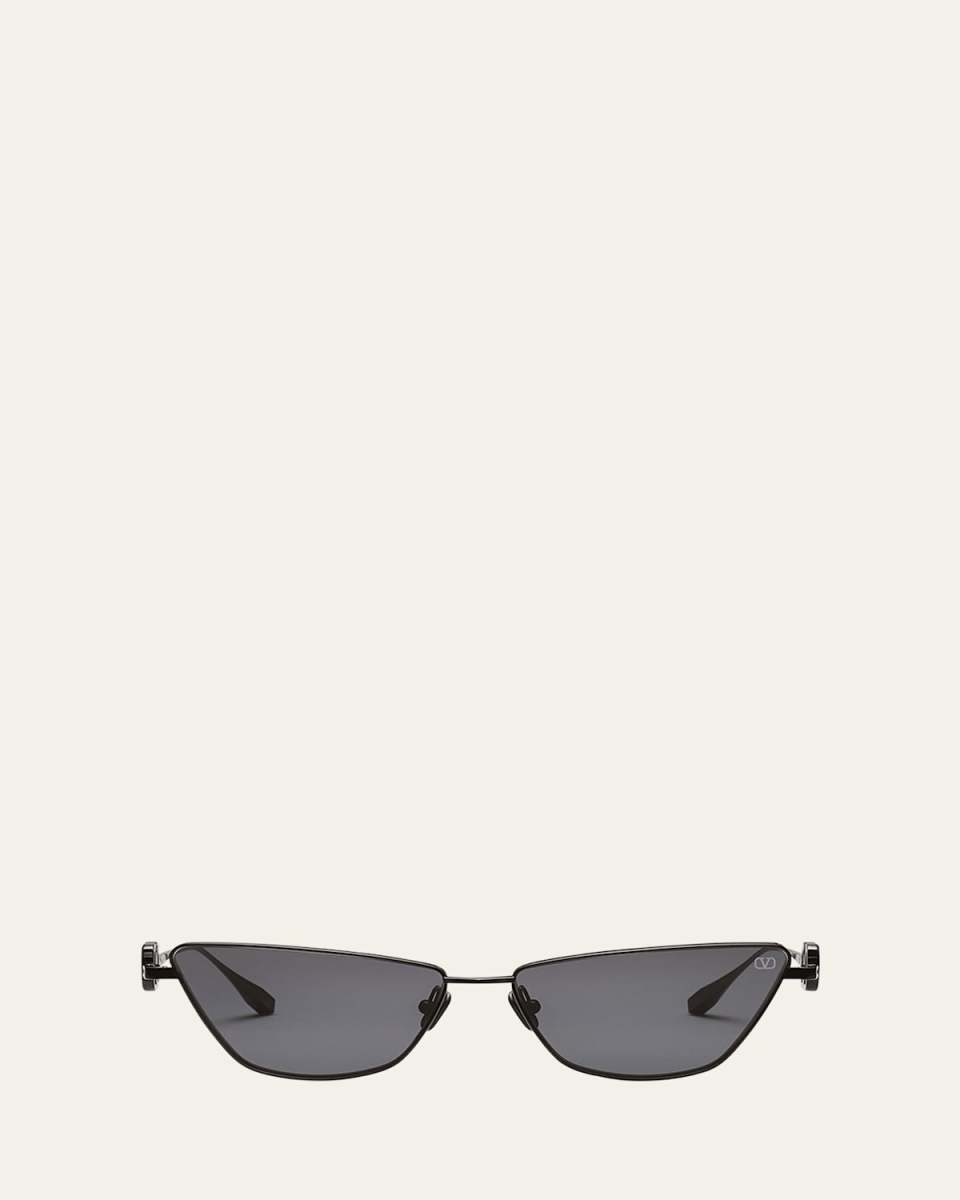 V-Logo Titanium Cat-Eye Sunglasses